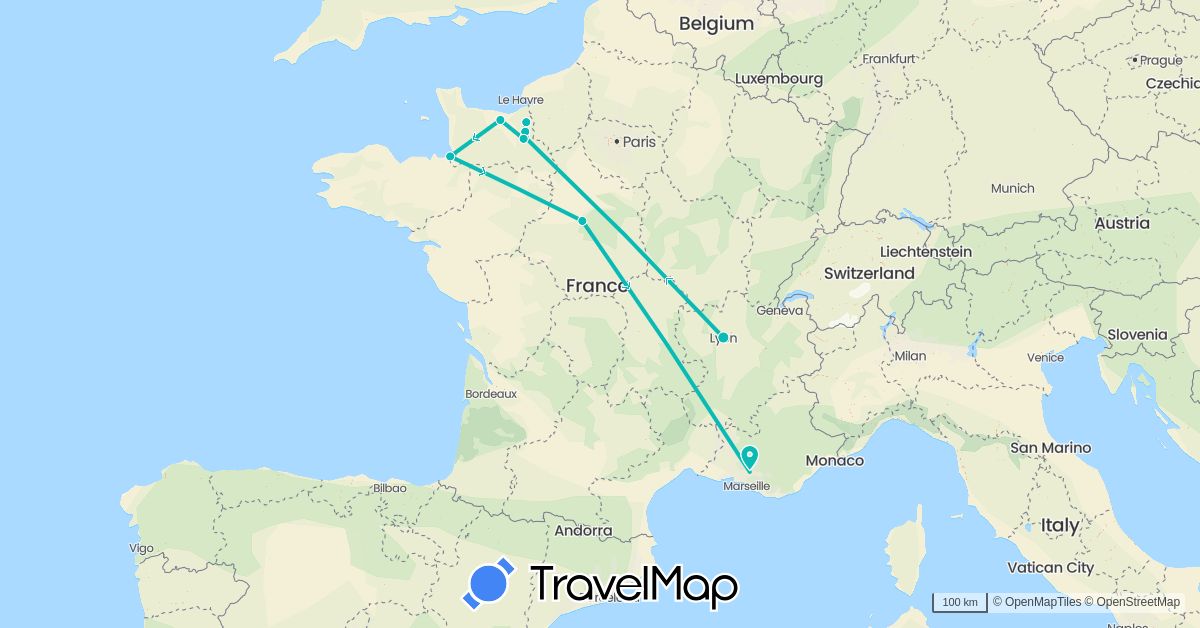 TravelMap itinerary: driving, auto in France (Europe)