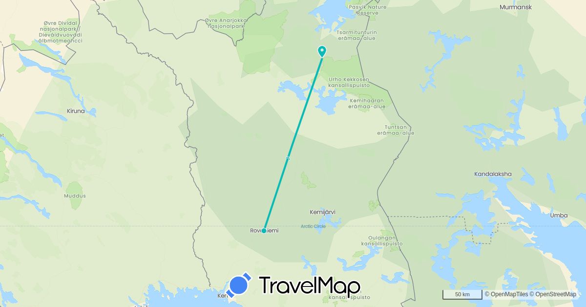 TravelMap itinerary: driving, auto in Finland (Europe)