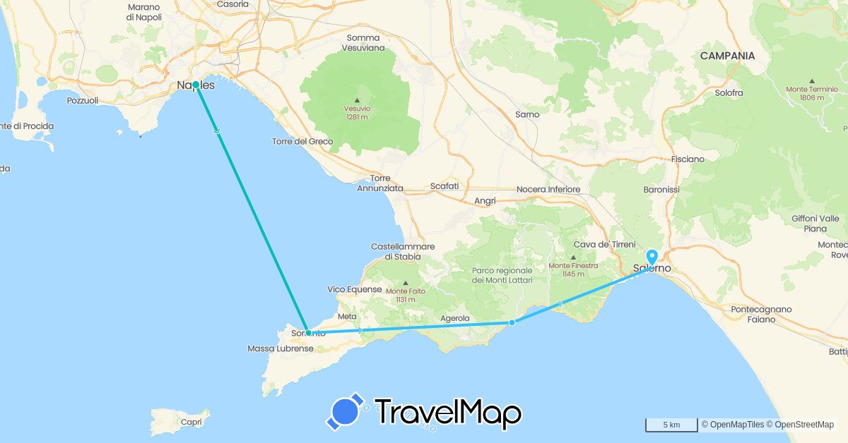TravelMap itinerary: driving, boat, auto in Italy (Europe)