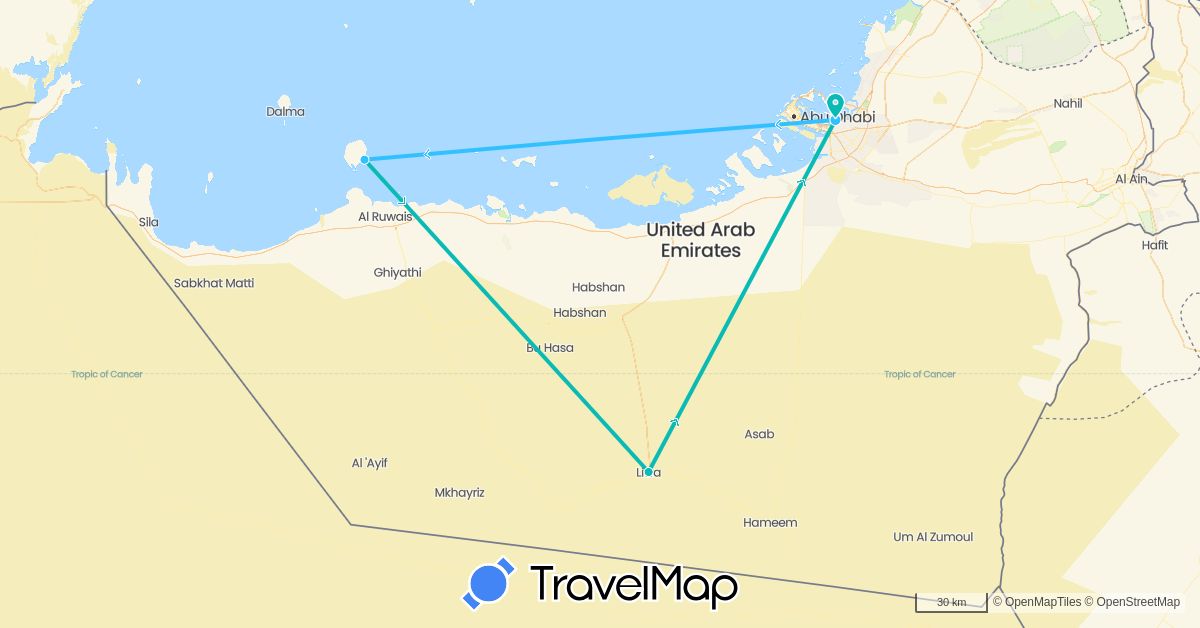 TravelMap itinerary: driving, boat, auto in United Arab Emirates (Asia)