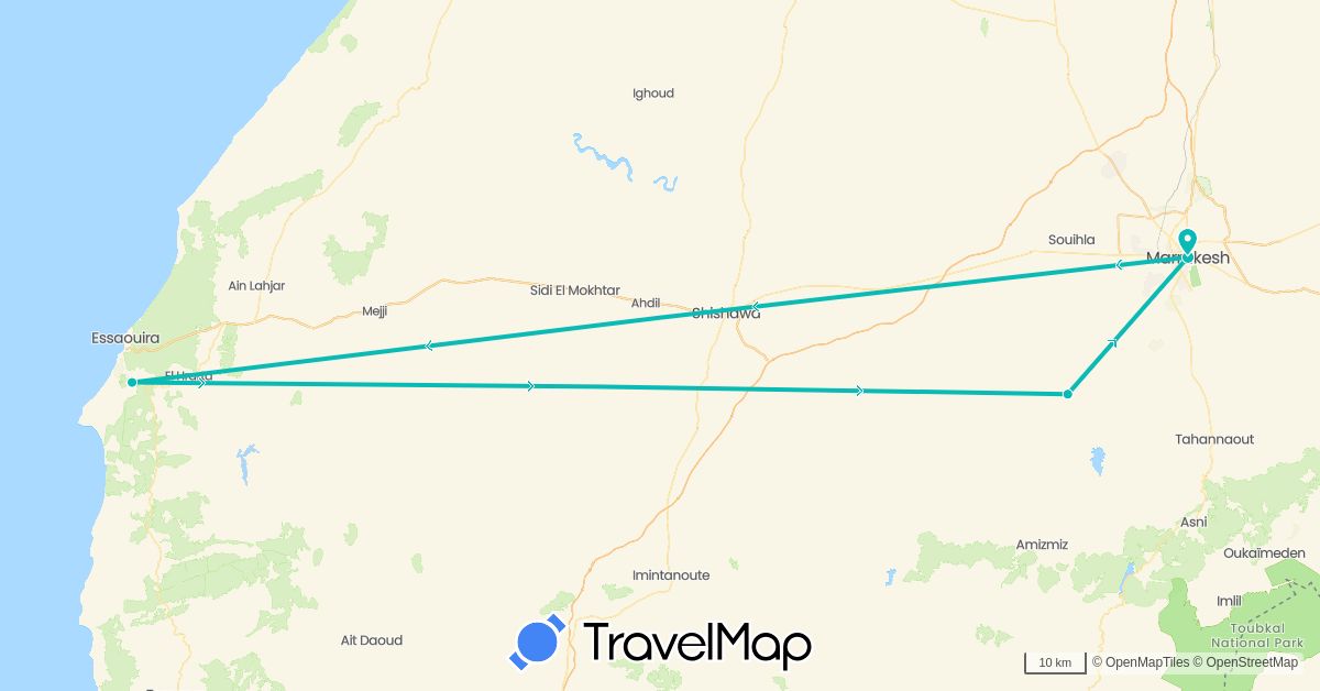 TravelMap itinerary: driving, auto in Morocco (Africa)