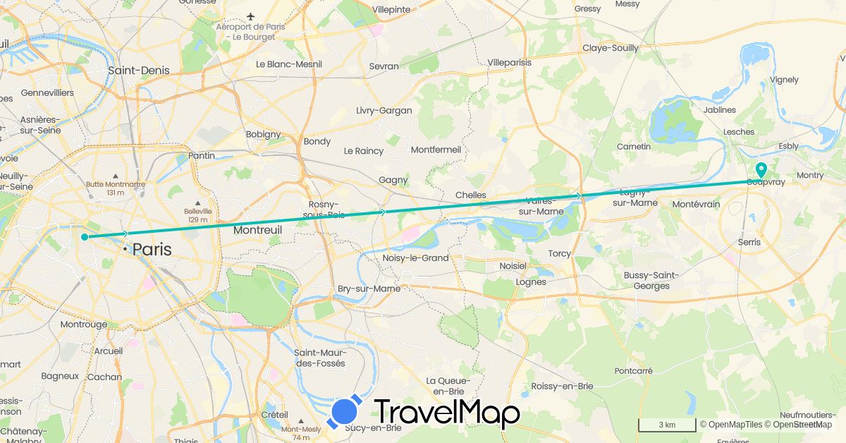 TravelMap itinerary: driving, auto in France (Europe)
