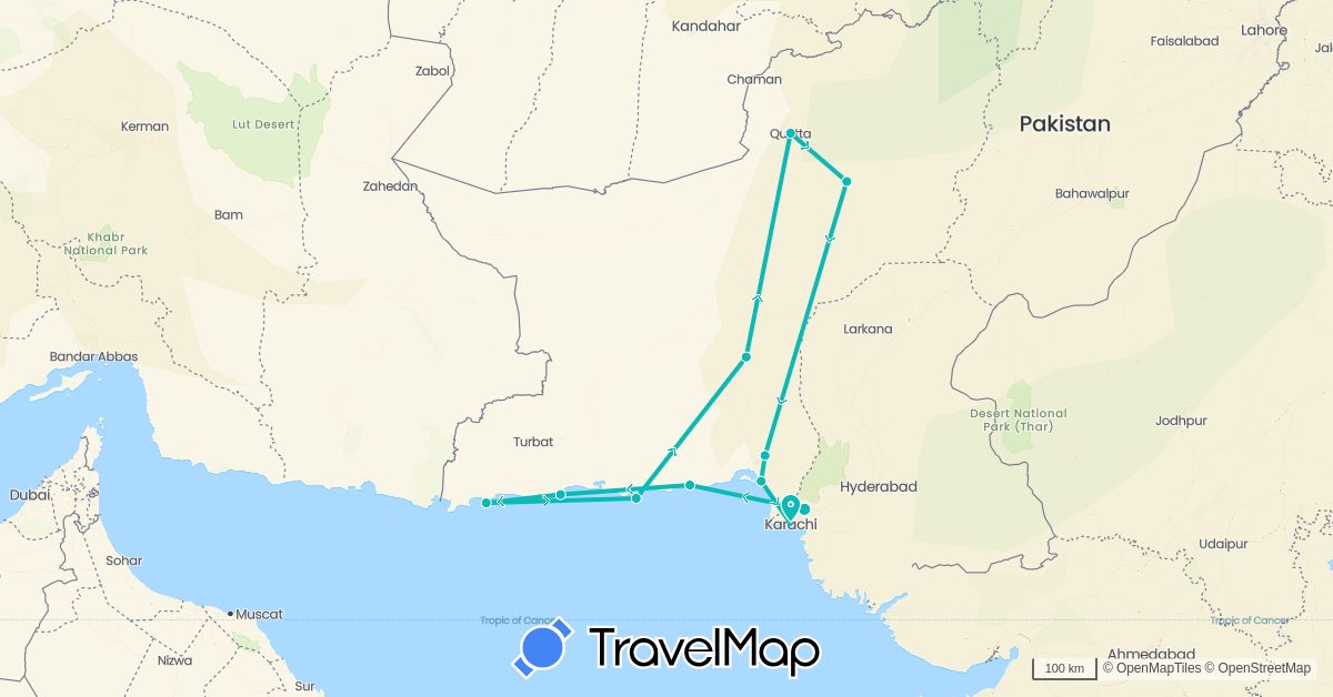 TravelMap itinerary: driving, auto in Pakistan (Asia)