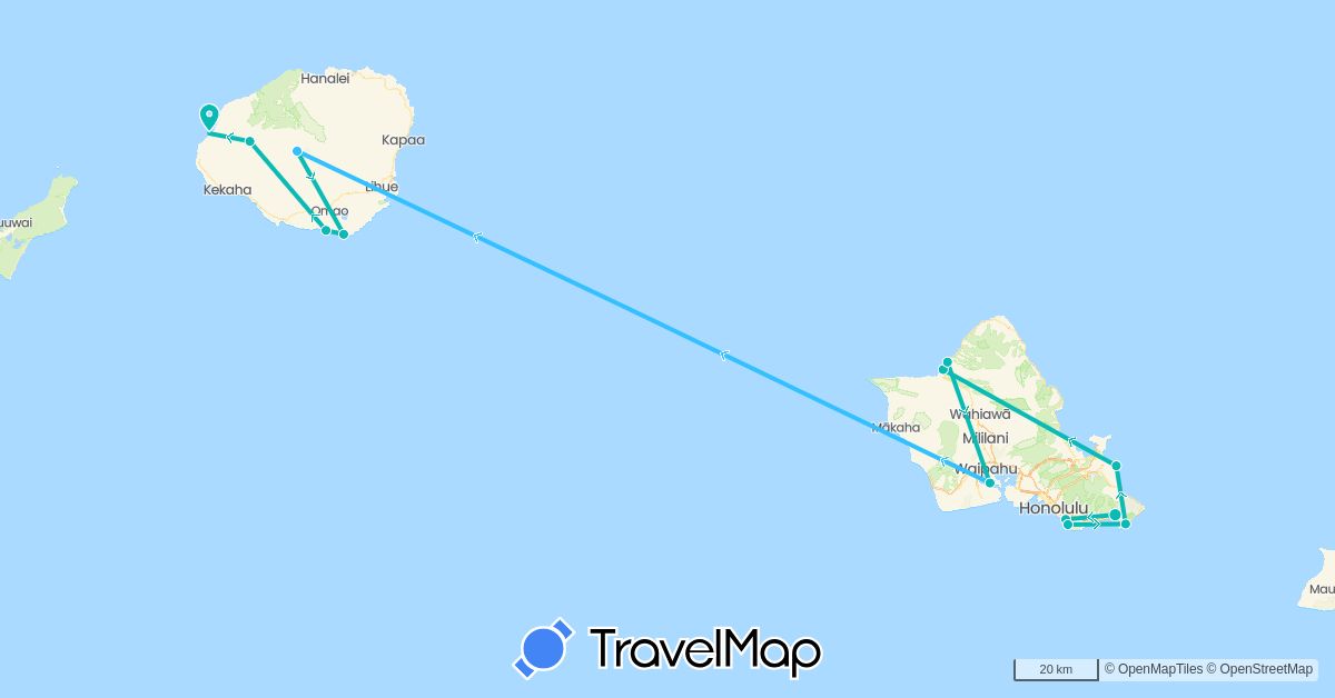 TravelMap itinerary: driving, boat, auto in United States (North America)