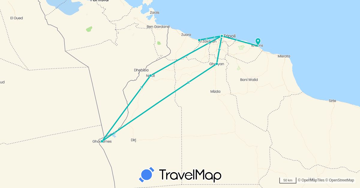 TravelMap itinerary: driving, auto in Libya (Africa)