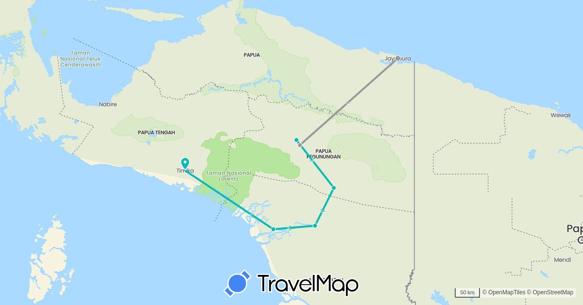 TravelMap itinerary: driving, plane, auto in Indonesia (Asia)