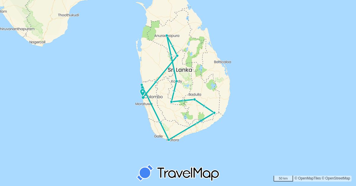 TravelMap itinerary: driving, auto in Sri Lanka (Asia)