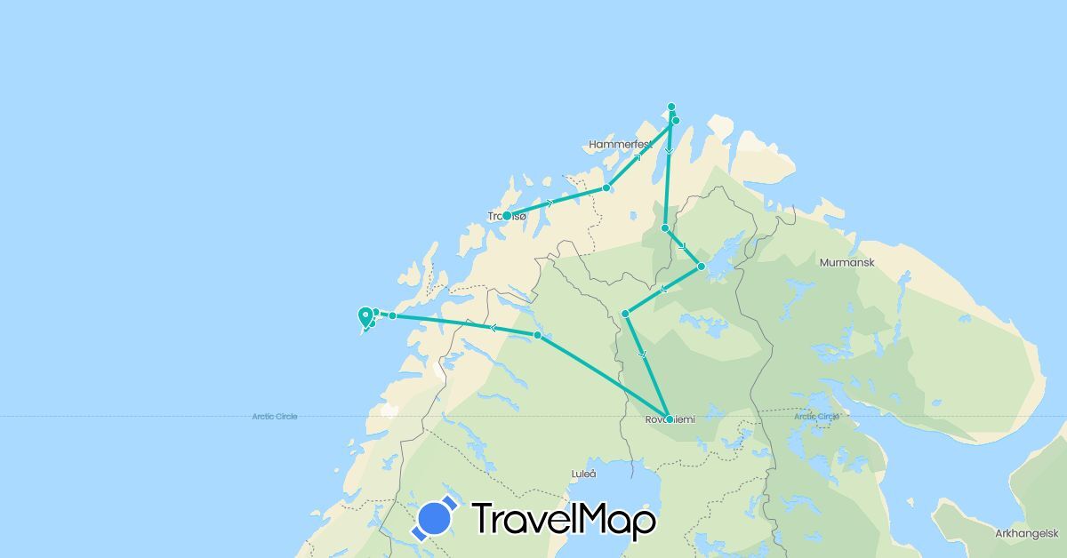 TravelMap itinerary: driving, auto in Finland, Norway, Sweden (Europe)